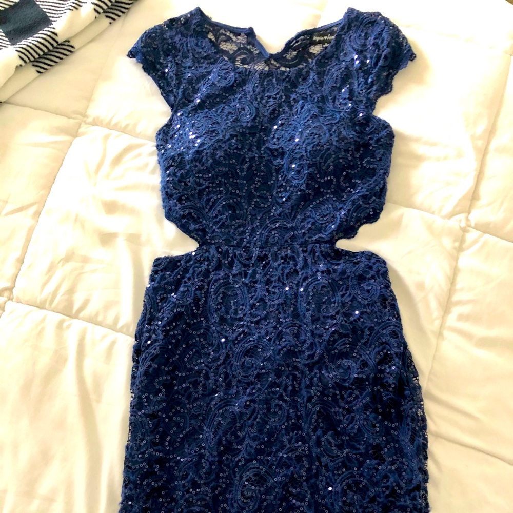 Navy sequin dress